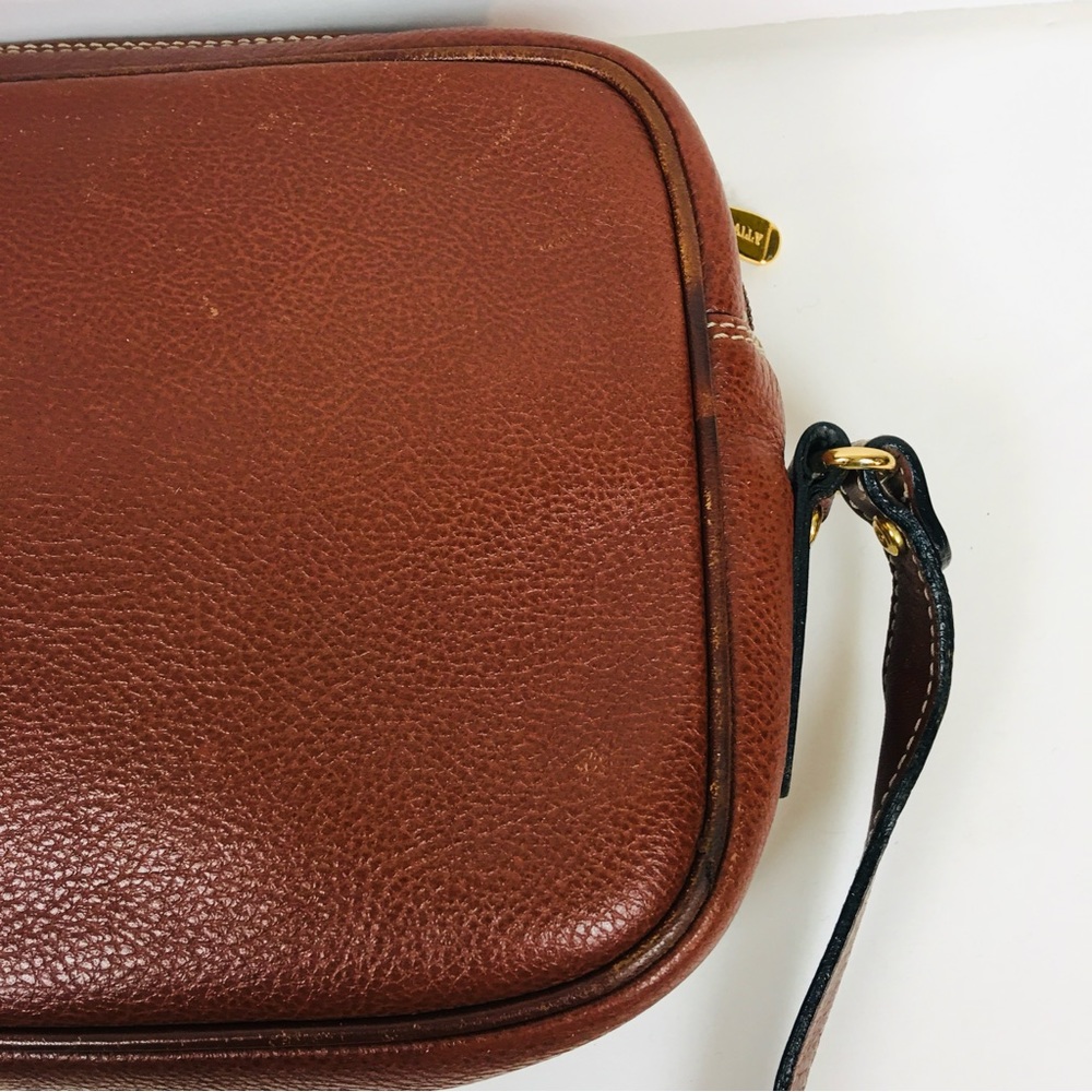 BALLY Woven Cognac Soft Leather Crossbody Bag 10” x 7” x 3” - Picture 6 of 12